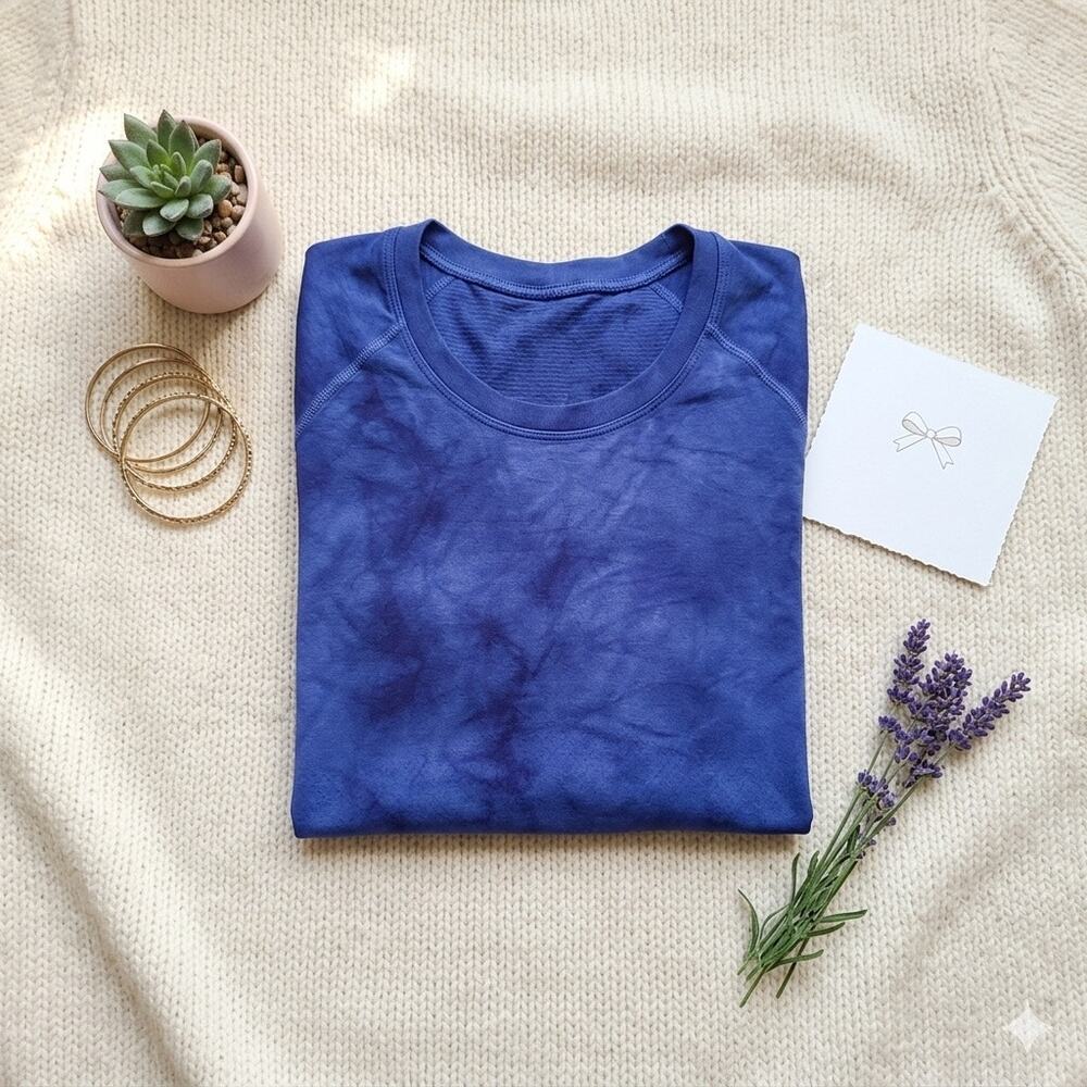 Lululemon Swiftly Tech Long Sleeve Shirt 2.0 Tie Dye Blue Cloud Wash Size 10